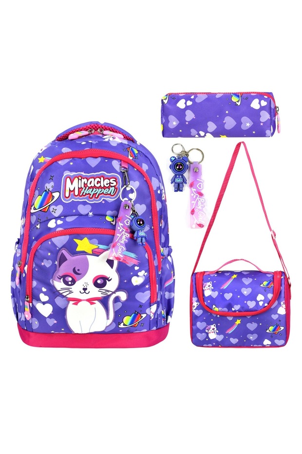 School Bag Set of 3 Bags-Nutrition-Pencil Holder Keychain Gift