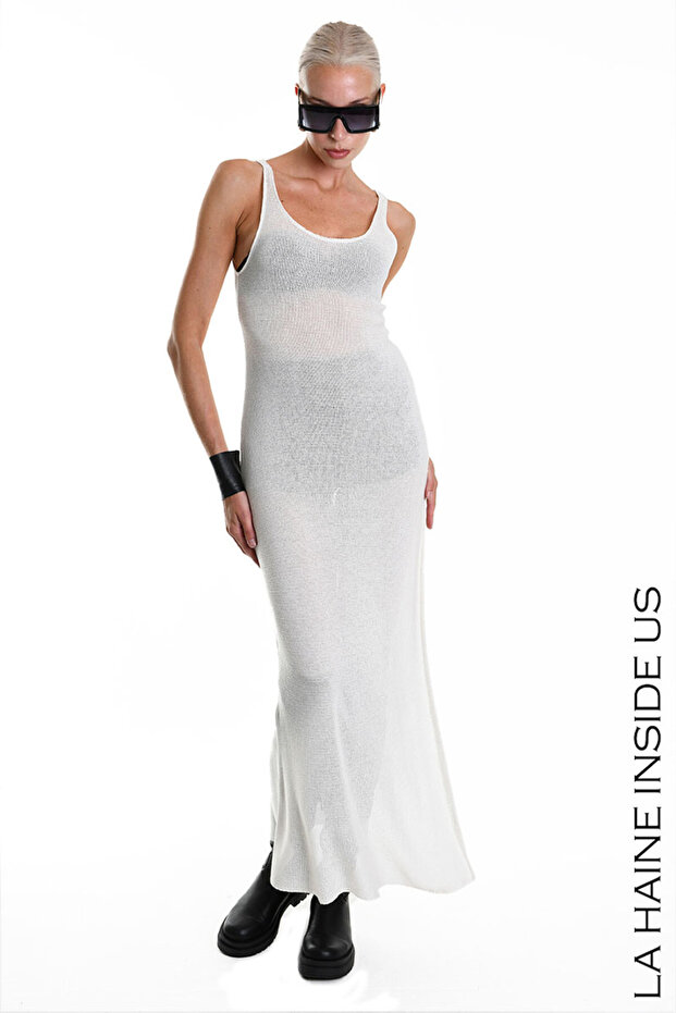 ROCHIE LUNGĂ TRANSPARENTĂ - - M, CREM - 1