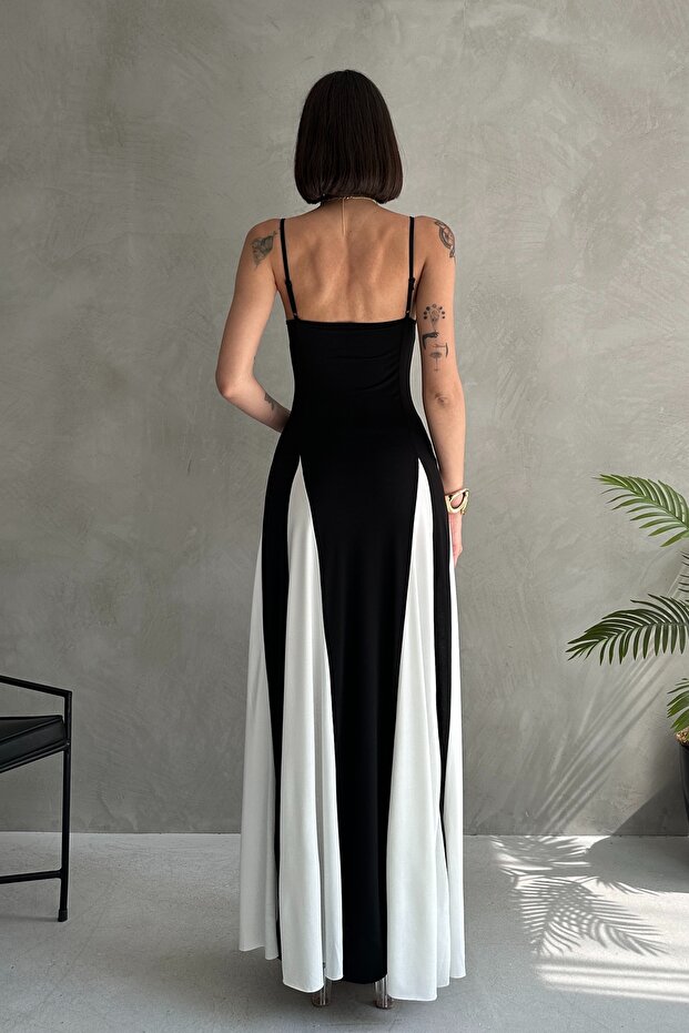 Partial Pattern Sandy Dress with String Straps - 5