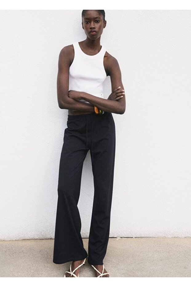 Wide leg elastik belli pantolon - 6