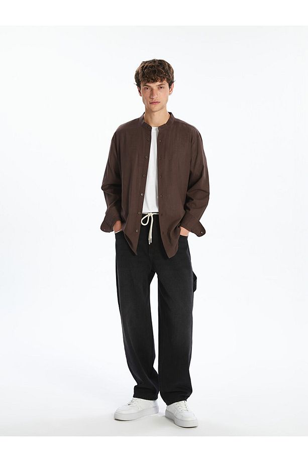 XSIDE Kahverengi Regular Fit Uzun Kollu Poplin Erkek Gömlek - 2