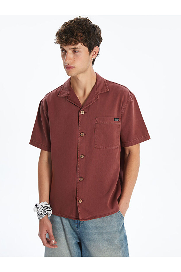 Regular Fit Kısa Kollu Erkek Jean Gömlek - 1