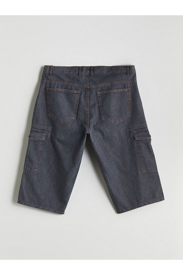 Jeans Gri Standart Kalıp Erkek Jean Şort - 6