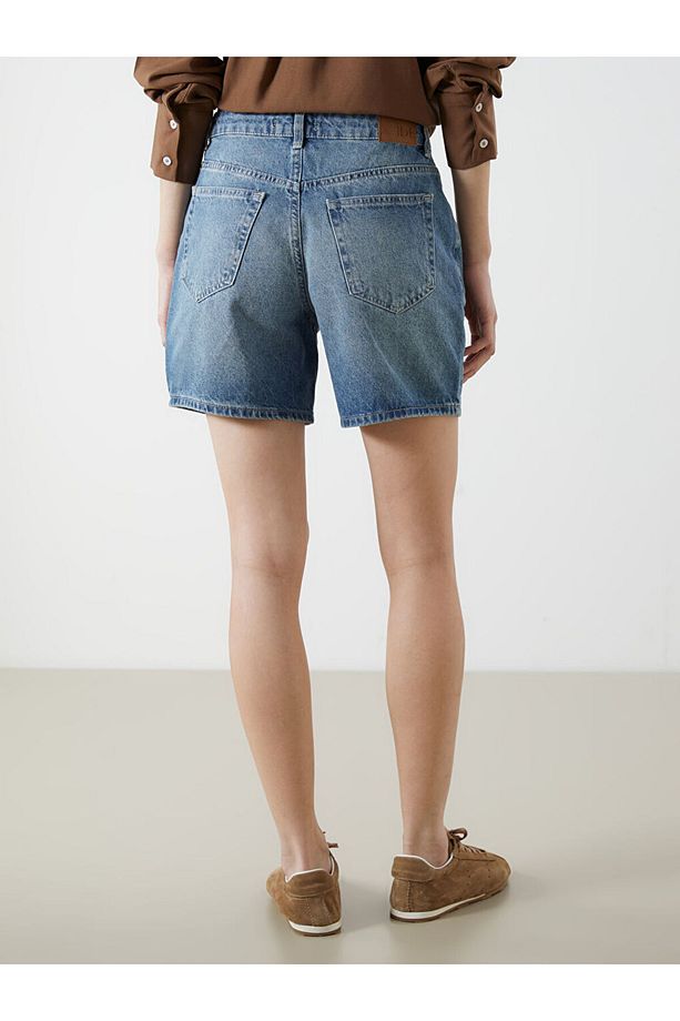 LCW Mom Fit Kadın Jean Şort - 4