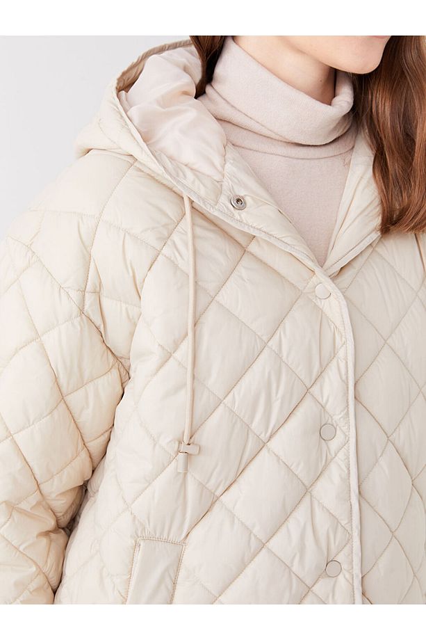 Kapüşonlu Kapitone Oversize Kadın Şişme Mont - 4