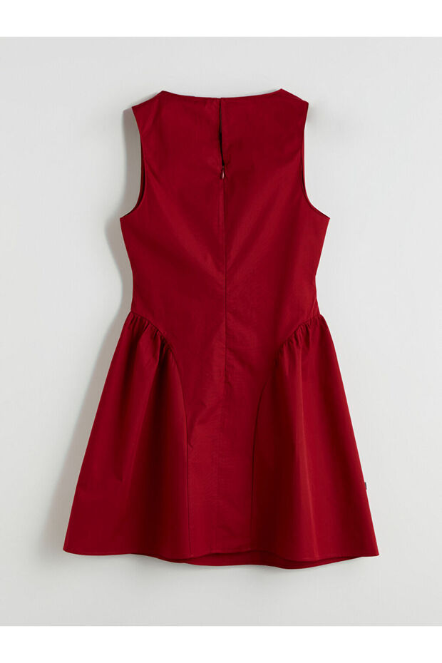LCW Bisiklet Yaka Büzgülü Mini Elbise Fast Moda - 6