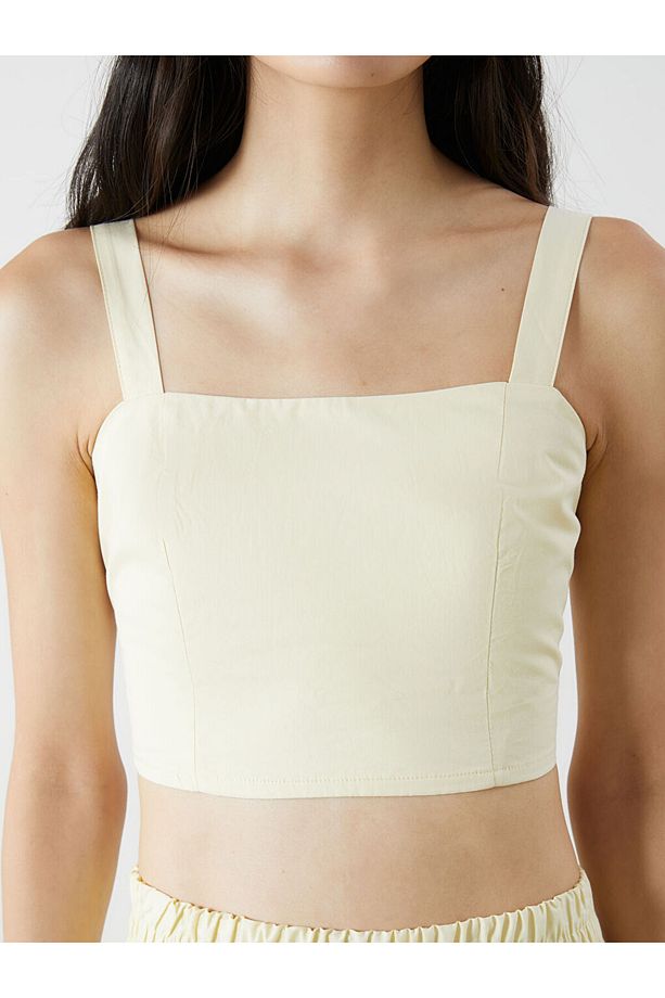 XSIDE Sari Kare Yaka Askılı Crop - 3