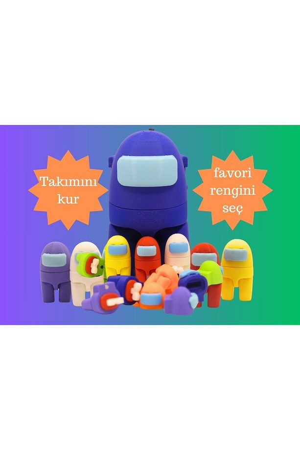 Amongus Oyuncak Robot Impostor 8 Figürlü Tam Set Orijinal Detaylar Kaliteli Üretim (Mavi) - 3