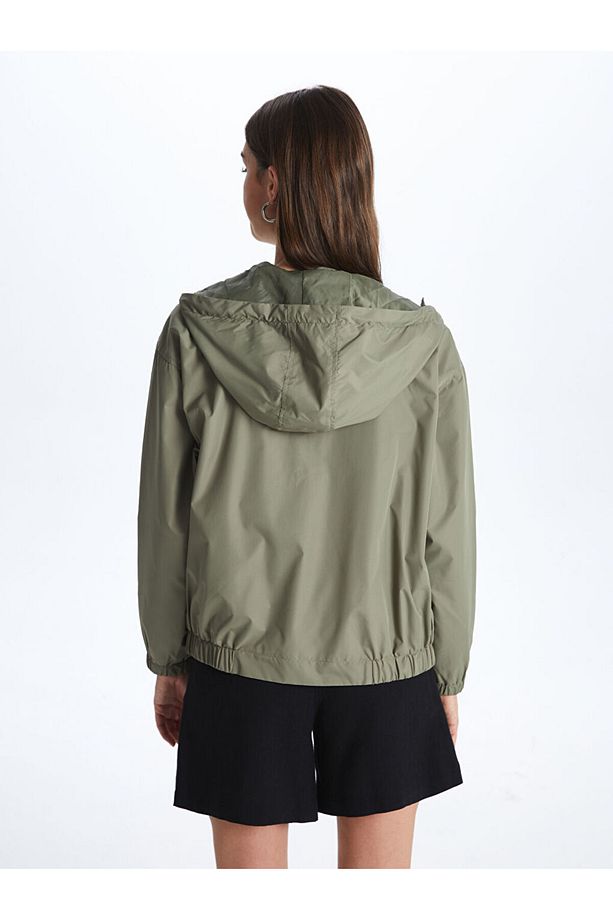 Kapüşonlu Düz Oversize Kadın Yağmurluk - 6
