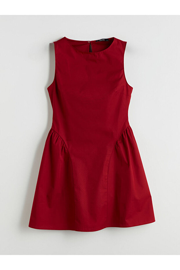 LCW Bisiklet Yaka Büzgülü Mini Elbise Fast Moda - 5