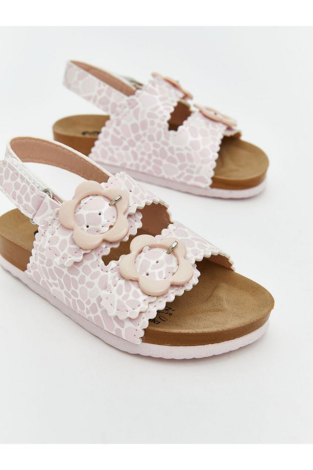 LCW STEPS Pembe Baskılı Çift Bantlı Kız Bebek Sandalet - 3