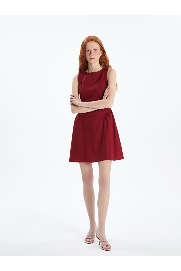 LCW Bisiklet Yaka Büzgülü Mini Elbise Fast Moda - 2