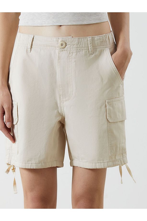 Standart Fit Gabardin Kadın Kargo Şort - 3