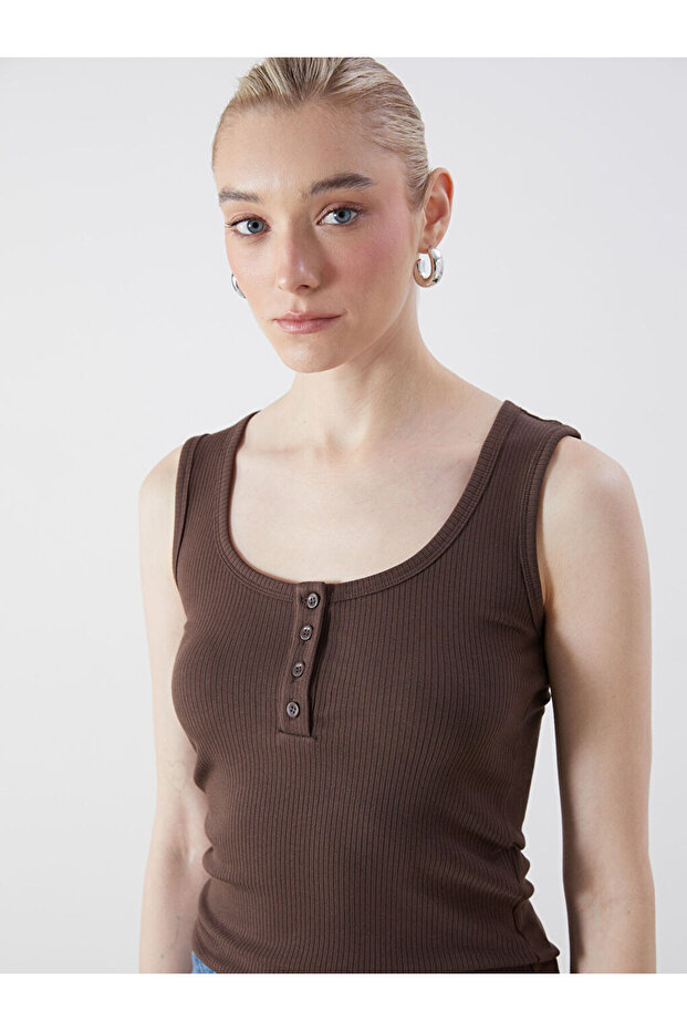 Brown U-Neck Women's Undershirt
