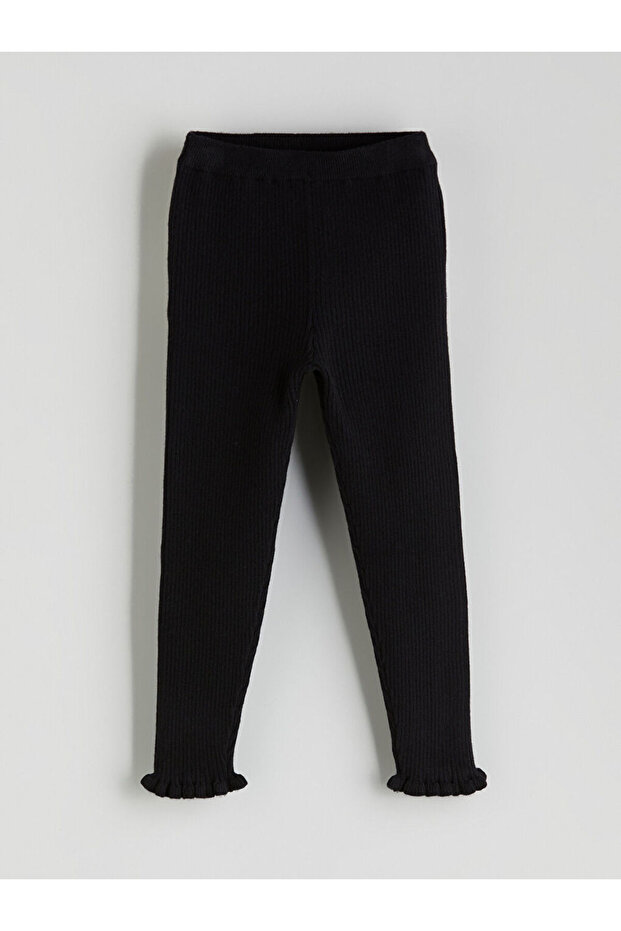 Black Elastic Waist Soft Textured Girls' Knitwear Tights