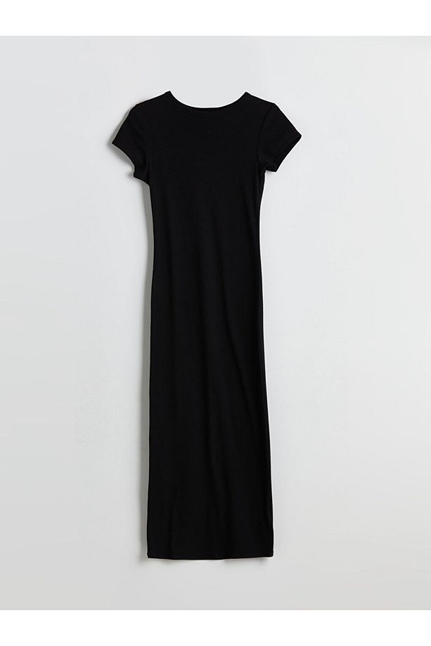 XSIDE Siyah Bisiklet Yaka Bodycon Elbise - 5