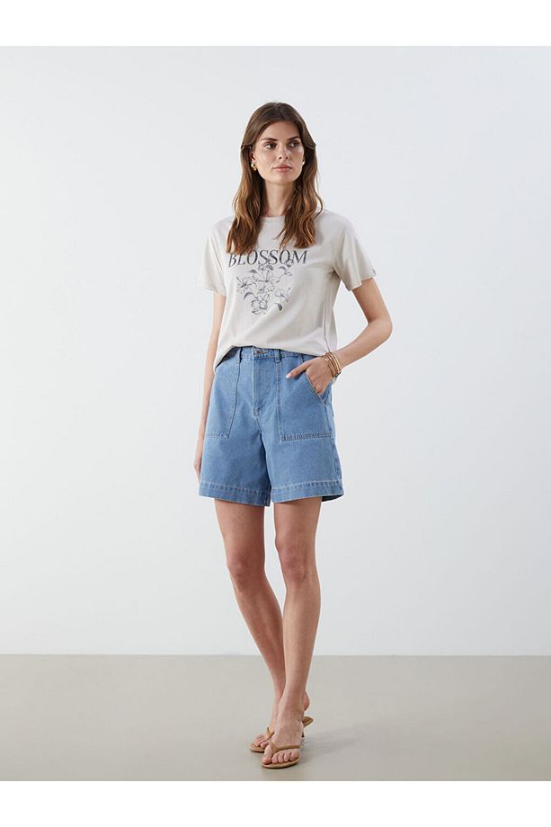 Bermuda Fit Kadın Jean Şort - 1