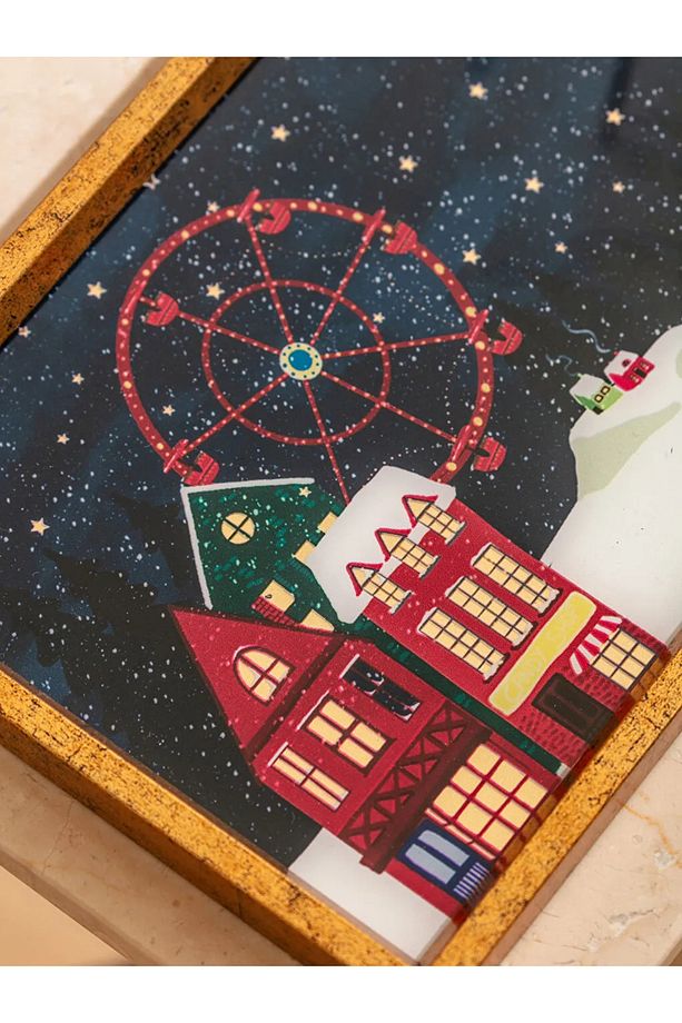 LCW HOME Mavi Yılbaşı Temalı Dekoratif Tepsi 18x30 cm - 3