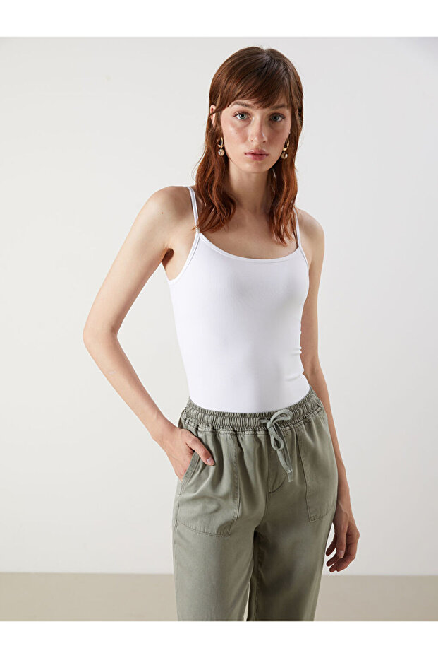 Lcw Vision White U-Neck Rope Strap Women's Undershirt