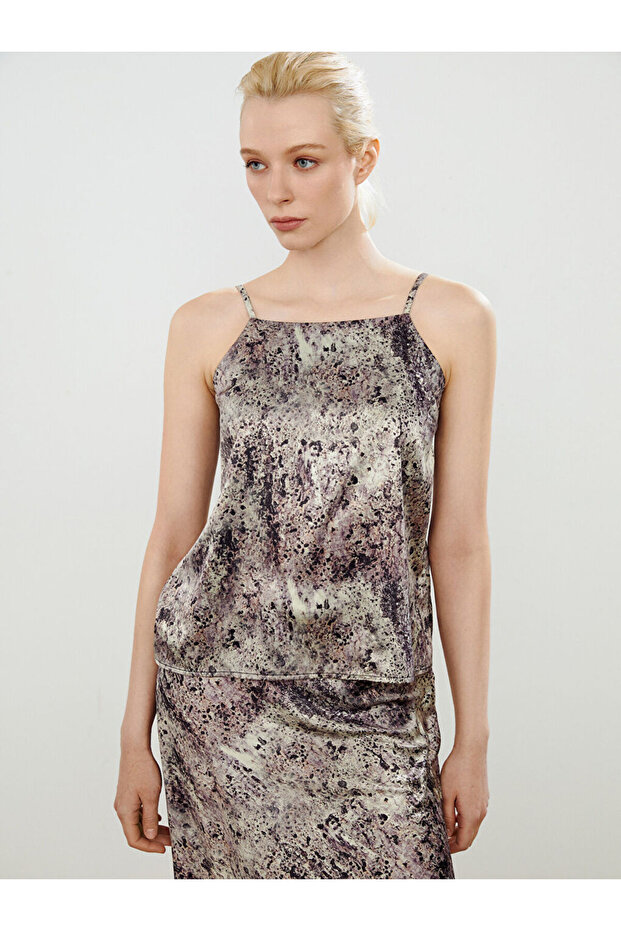 Özmarka New Season Halter Neck Patterned Strap Blouse
