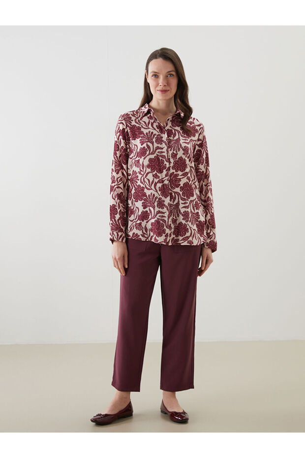 Lcw grace plum waist elastic carrot cut women's pants
