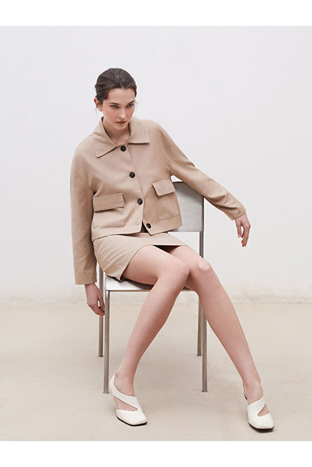 Shirt Collar Women's Suede Look Jacket