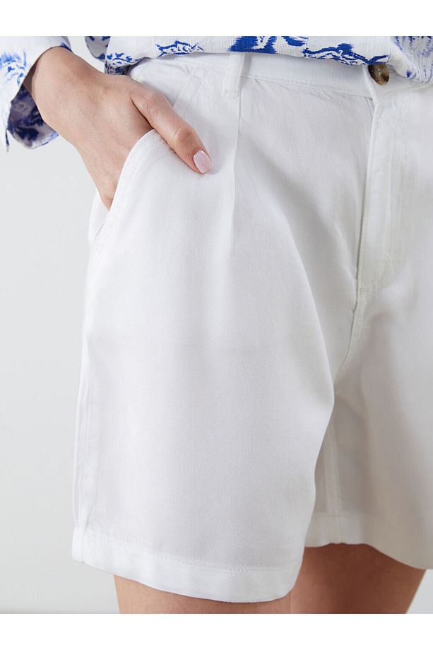 Loose Fit Pileli Jean Şort Etek - 3