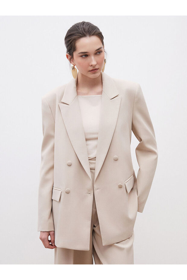 LCW Krep Kadın Blazer Ceket Fast Moda - 4