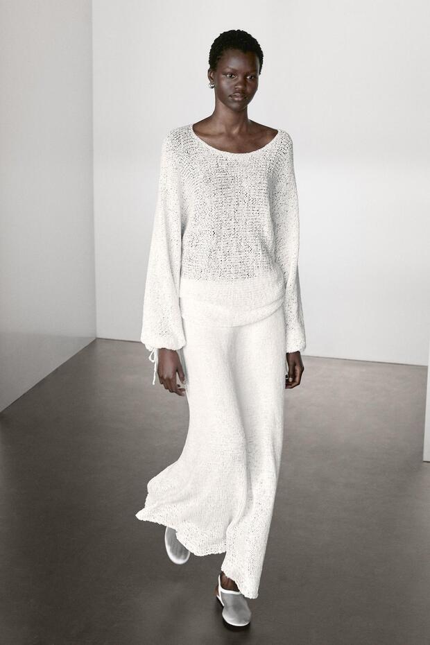 Pamuklu triko midi etek - 3