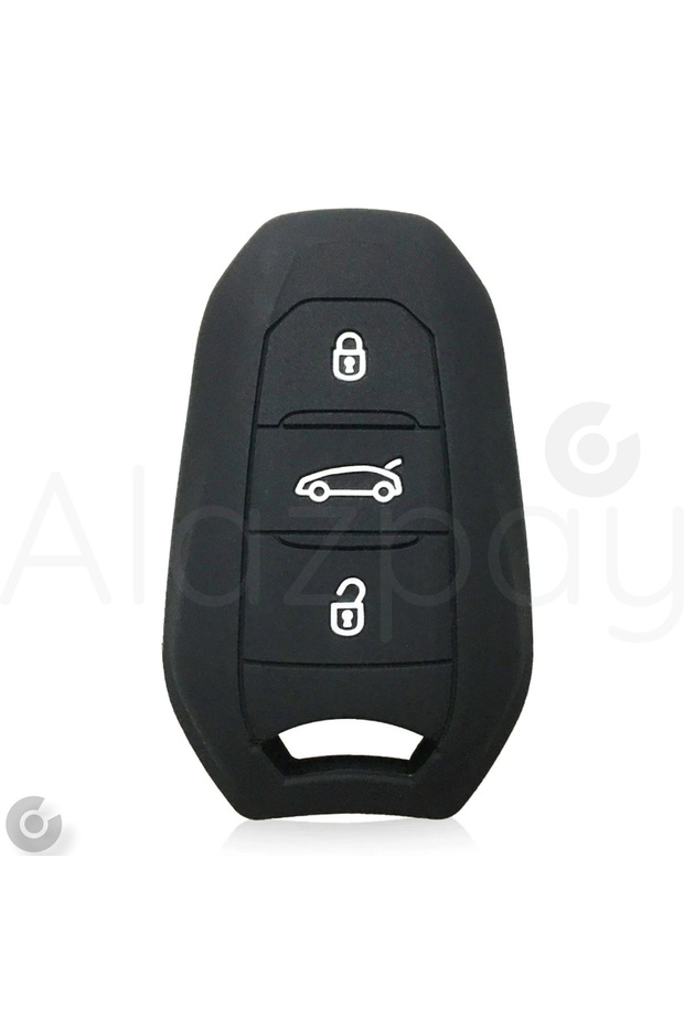 Peugeot Compatible 208, 308, 508, 2008, 3008, 5008 Flat Silicone Key Case Cover (Black)