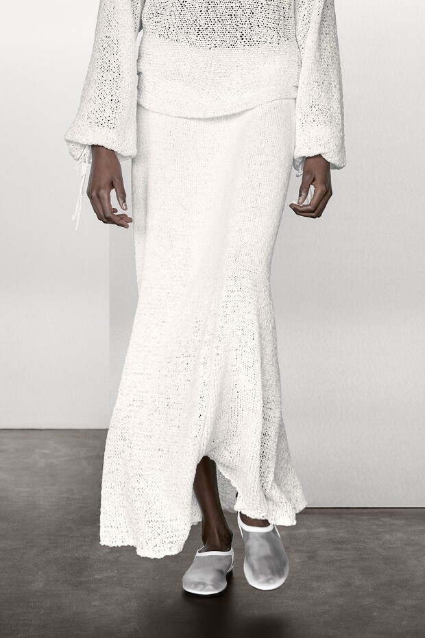 Pamuklu triko midi etek - 2