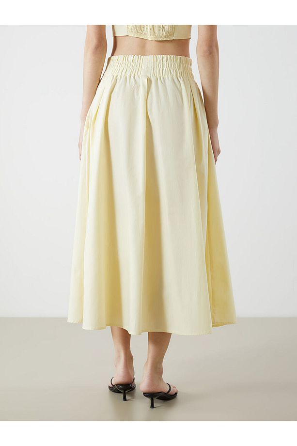 XSIDE Sari Beli Lastikli Poplin Etek - 4