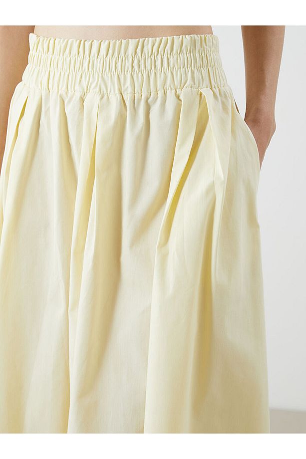 XSIDE Sari Beli Lastikli Poplin Etek - 3