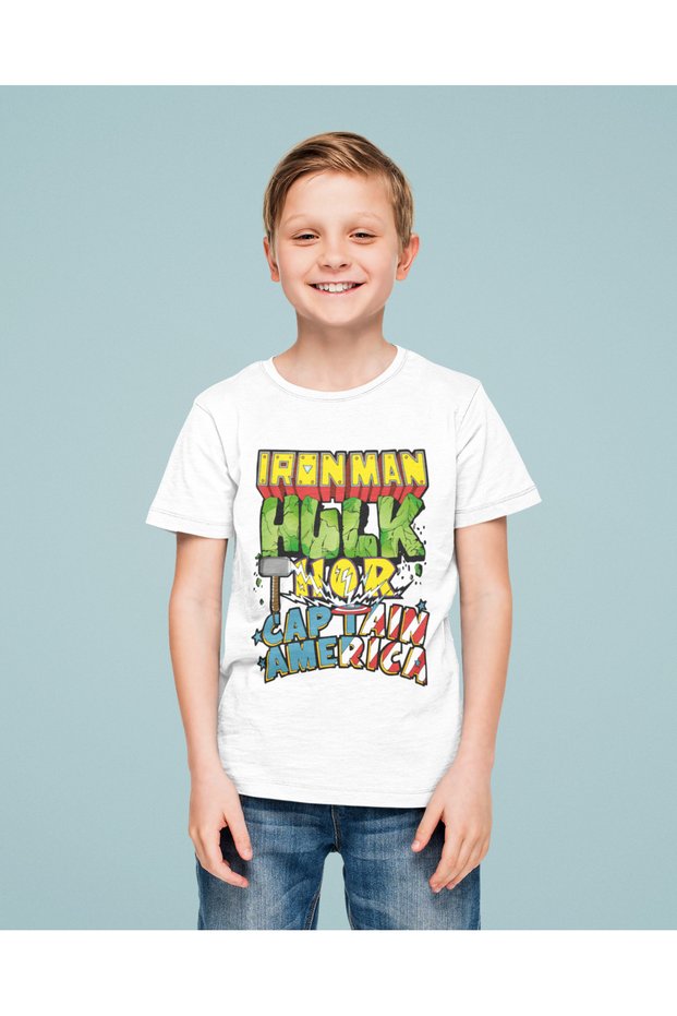Ironman, Hulk Thor, Captain America Printed Unisex Avengers Movie Kids T-Shirt (1-12 Years)