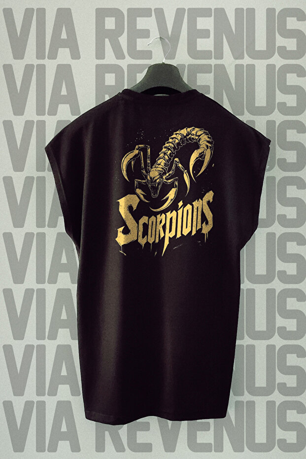 Scorpions Back Printed Zero Sleeve Crew Neck Sports Tshirt