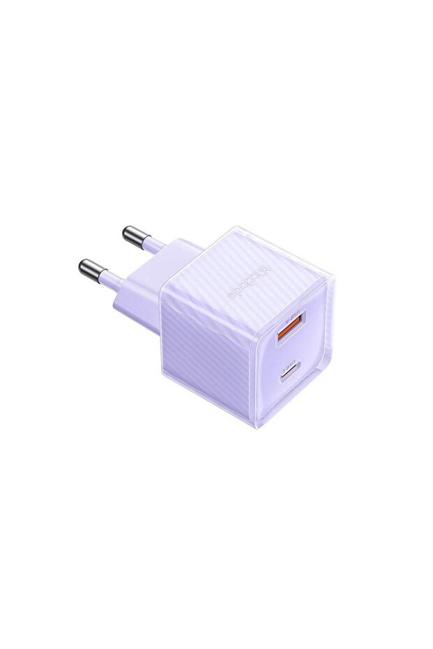 Dual Port Type-C and USB-A Power Adapter Dichromatic, Fast Charging PD 33W, Purple - 2