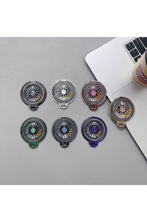 Popsocket Tekerlek Temalı Dönen Jantlar Yapışkanlı Standlı Telefon Tutacağı Plastik ve Hafif Tutacak - 5