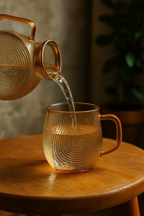 Borosilikat Cam Amber Salyangoz Desenli Bardak 6 Adet 300 ML - 3