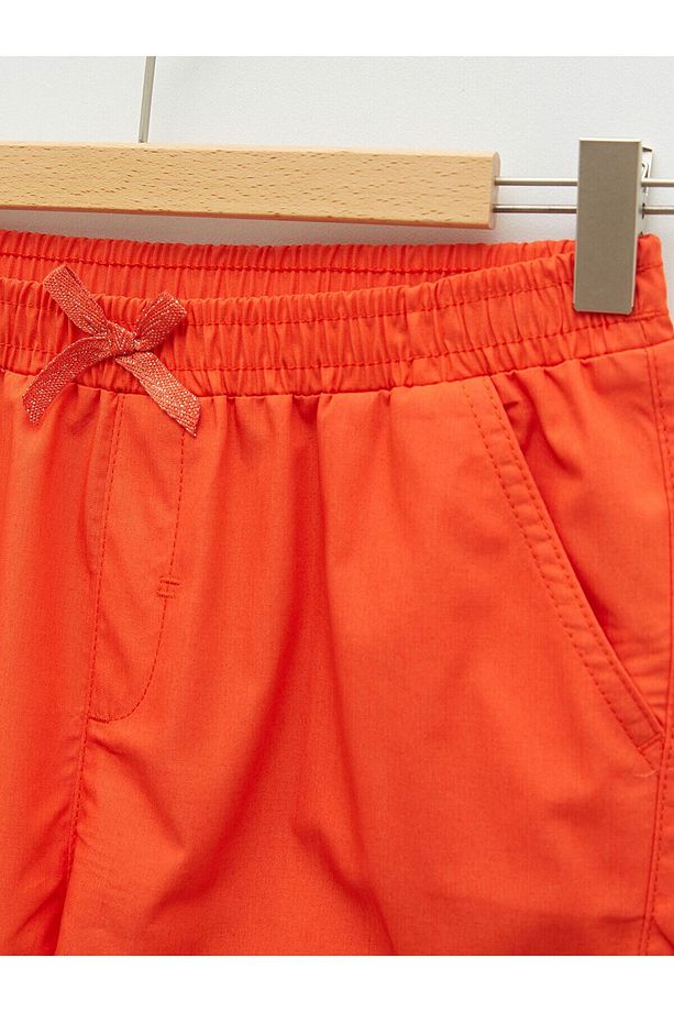 Beli Lastikli Basic Poplin Kız Çocuk Şort - 3