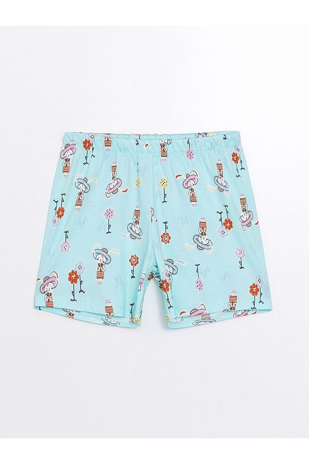 Beli Lastikli Baskılı Kız Çocuk Pijama Şort - 1