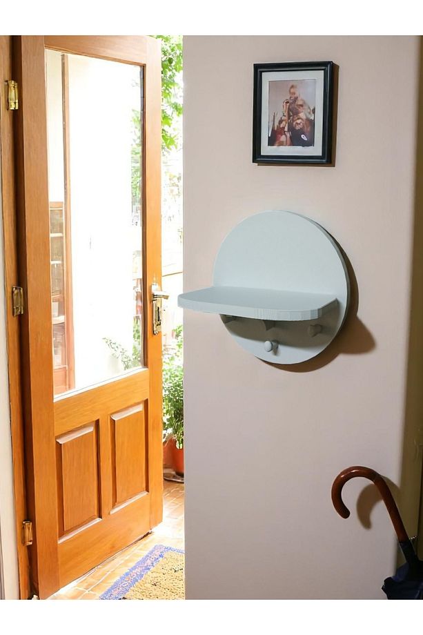 Raflı Duvar Anahtarlığı - Hol İçin Dekoratif Anahtar Askılığı - Dekoratif Kapı Yanı Anahtarlık - 8