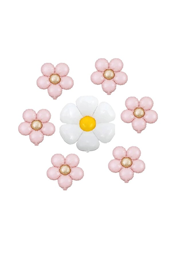 Renaissance 7-Piece Pink White Daisy Foil Balloon Set