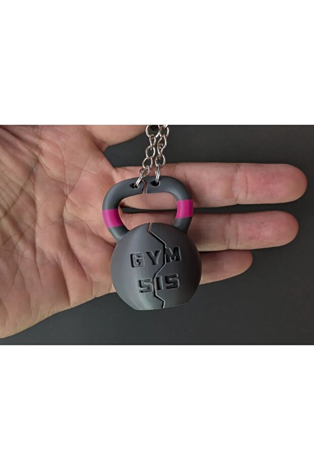 2-Piece Gym Fog Kettlebell Shaped Keychain