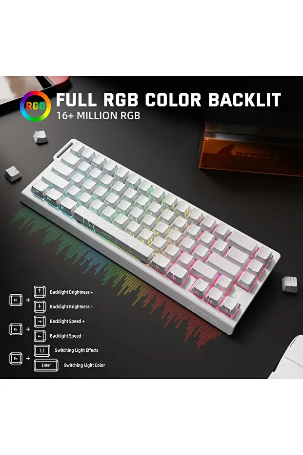 Attack Shark X68PRO HE RGB 8000Hz Kablosuz Rapid Trigger - Snap Tap 0.01mm Manyetik Switch Klavye - 8