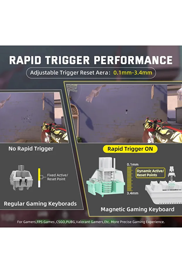 Attack Shark X68PRO HE RGB 8000Hz Kablosuz Rapid Trigger - Snap Tap 0.01mm Manyetik Switch Klavye - 6