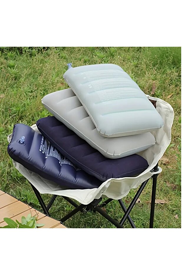 2 Inflatable Rectangular Pillow, Overlapping Design, Suitable for Camping, Travel, Sleeping Pad, Random Colors - 1