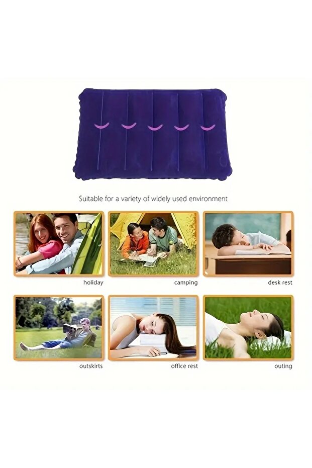 2 Inflatable Rectangular Pillow, Overlapping Design, Suitable for Camping, Travel, Sleeping Pad, Random Colors - 6