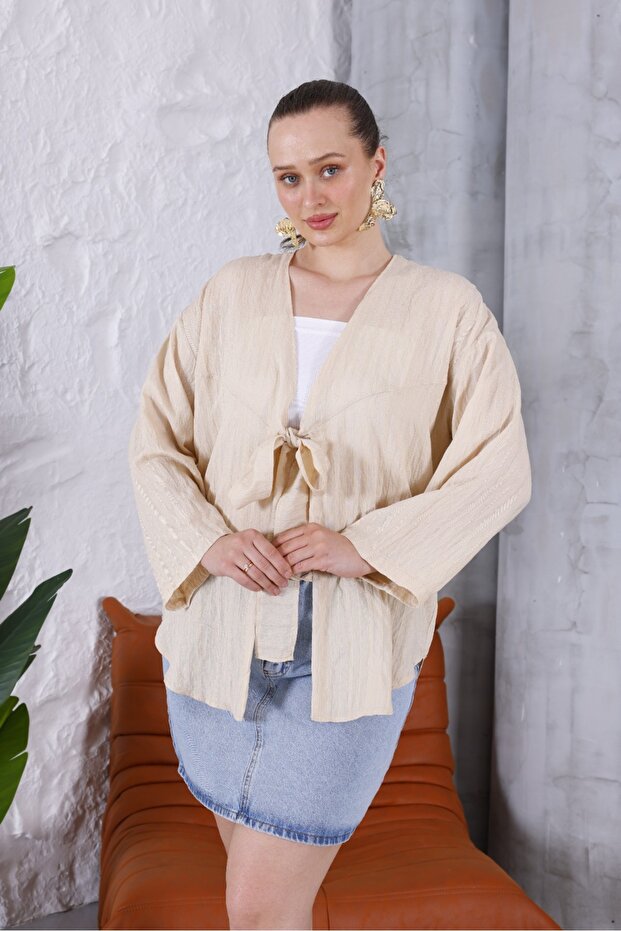 Women's Stylish Kimono Cardigan - Tie-Up Model, Lightweight and Comfortable