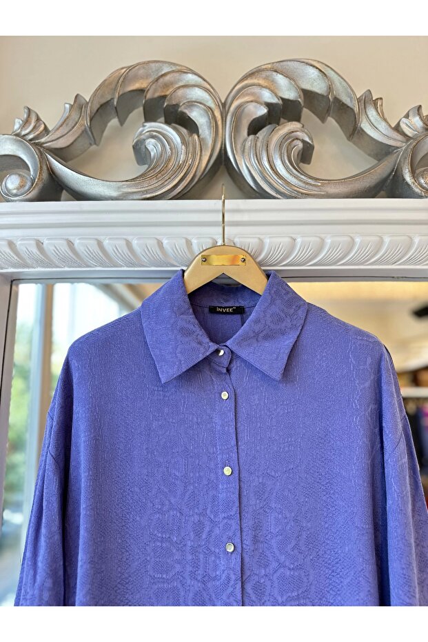 Desenli Gömlek - Mor - 1