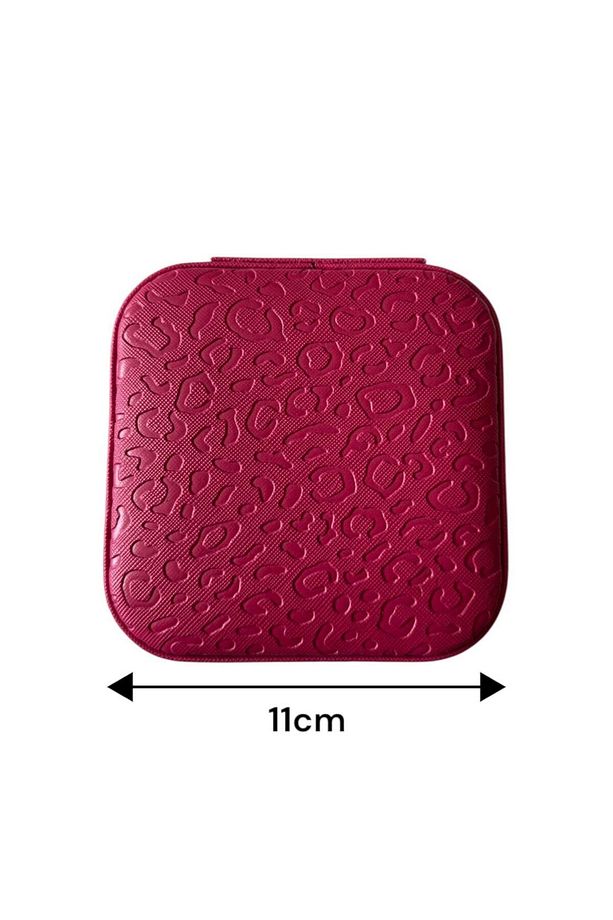 Fermuarlı Pembe Leopar Desen Kapaklı Takı Ve Mücevher Organizer Kutusu - Seyahat Için Şık Saklama - 3
